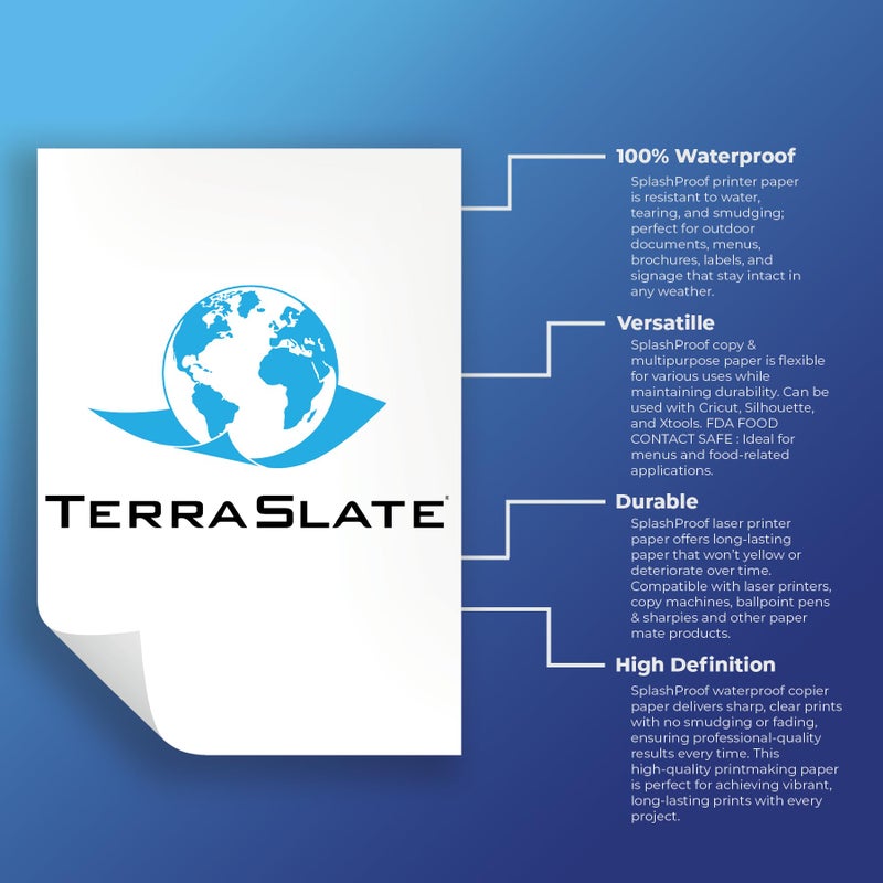 TerraSlate Waterproof Paper, Rip-Proof Paper, 50 Sheets, 5 Mil (120lb Cover), 11â€ x 17â€, Laser Printer and Copy Machine Compatible - Image 5